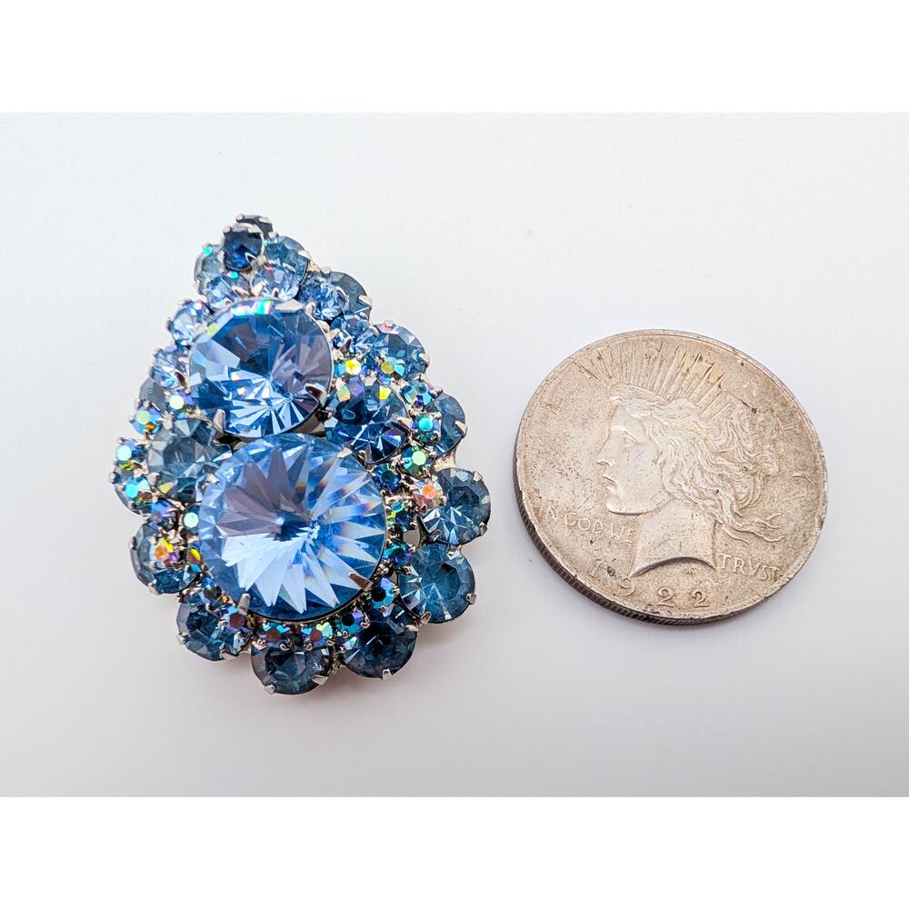 Verified Juliana (Ref IIJJ-009317) Blue Rivoli Pin Pendant Rhodium Plated - Picture 6 of 7